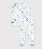 Pyjama enfant en coton manches courtes jambes longues imprim&eacute; blanc/multicouleur
