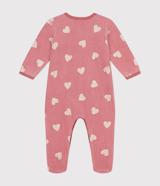 Pyjama bébé en velours imprimé motif cœurs   rose ROSEWOOD/ MARSHMALLOW
