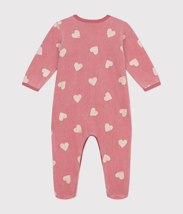 Pyjama b&eacute;b&eacute; en velours imprim&eacute; motif c&oelig;urs rose ROSEWOOD/ MARSHMALLOW