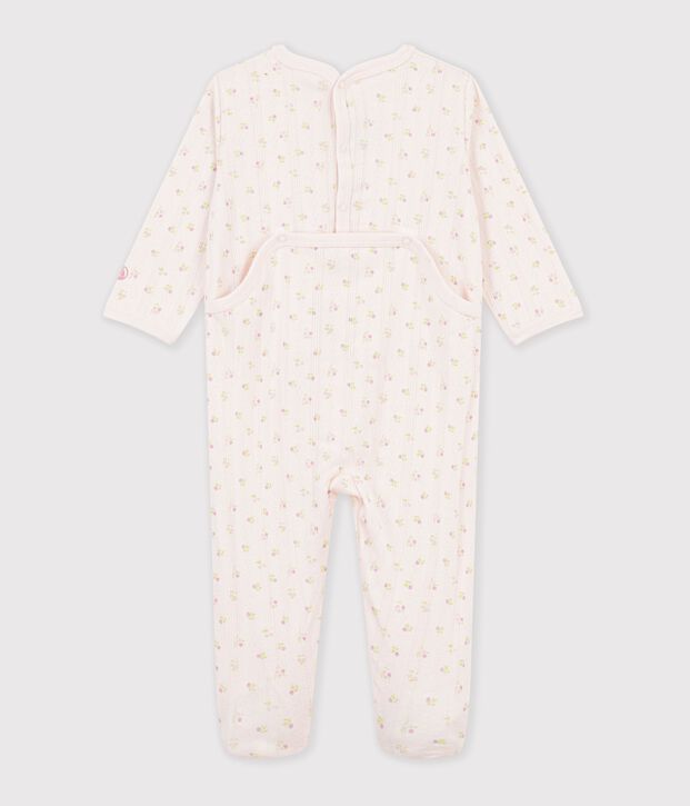 Dors bien en c&ocirc;te pointelle. beige/rose/multicouleur