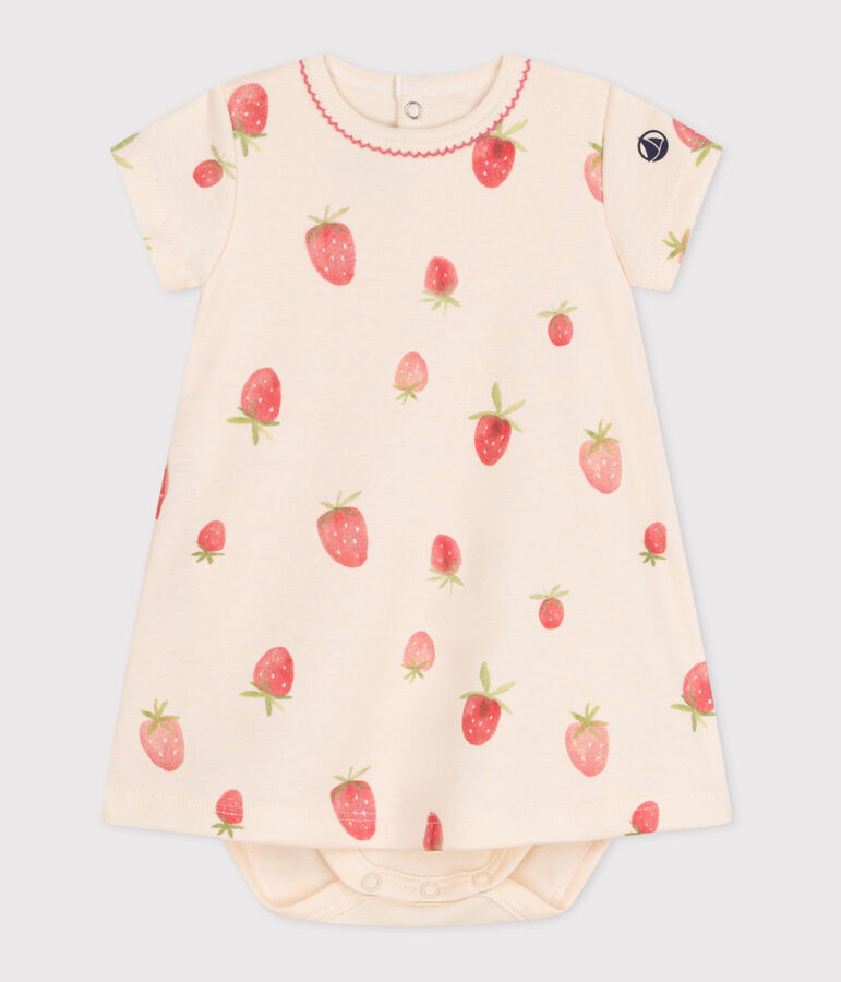 Robe b&eacute;b&eacute; en coton &agrave; manches courtes et body int&eacute;gr&eacute; AVALANCHE/ ROSE/ MULTICO