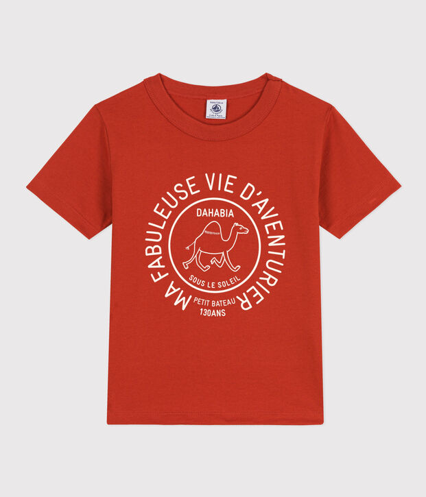 Tee-shirt manches courtes en coton enfant gar&ccedil;on rouge