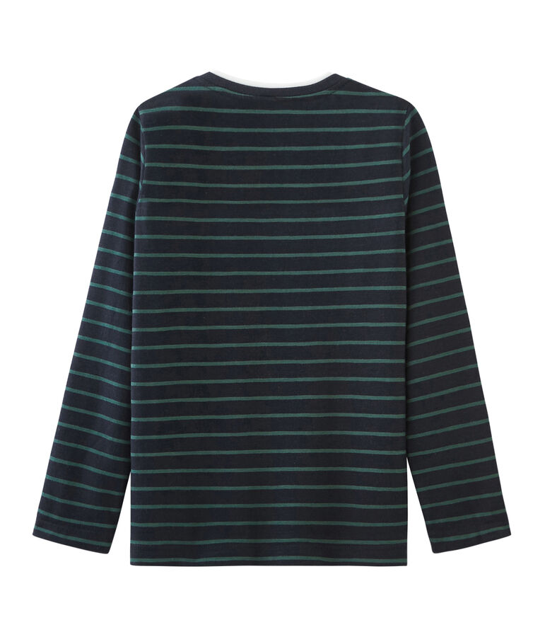 Tee-shirt manches longues enfant gar&ccedil;on bleu/vert