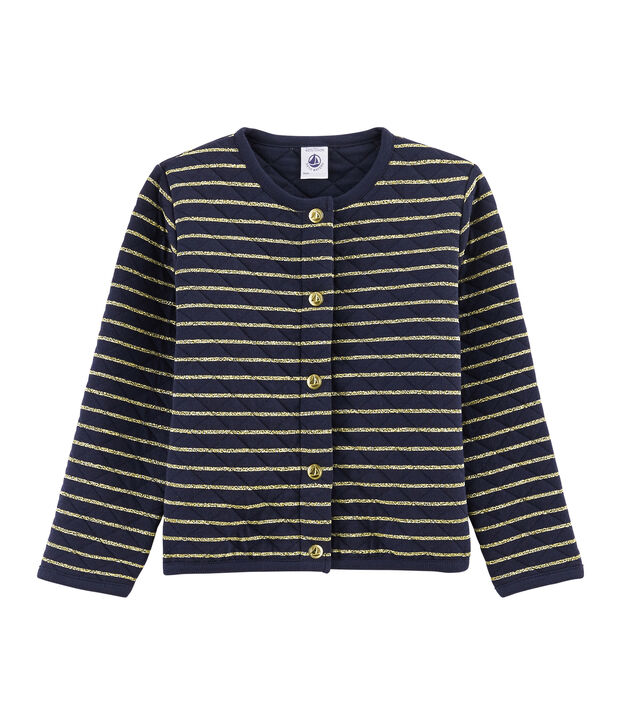Cardigan en tubique enfant fille jaune/bleu