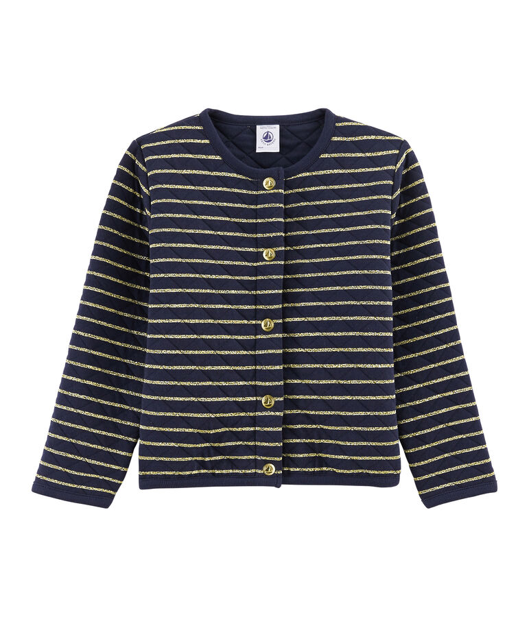 Cardigan en tubique enfant fille jaune/bleu