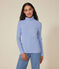 Tee-shirt l'iconique col roulé en côte fantaisie femme bleu SKY CHINE