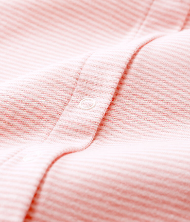 Bodyjama sans pieds b&eacute;b&eacute; fille en c&ocirc;te rose/blanc