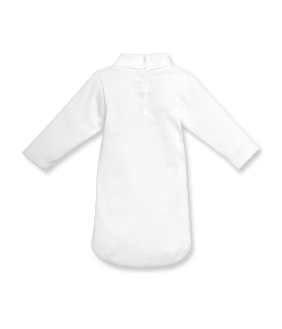 Body bébé mixte col roulé manches longues en coton gratté blanc Ecume