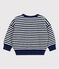 Sweatshirt bébé en bouclette éponge rayée bleu MEDIEVAL/blanc MARSHMALLOW