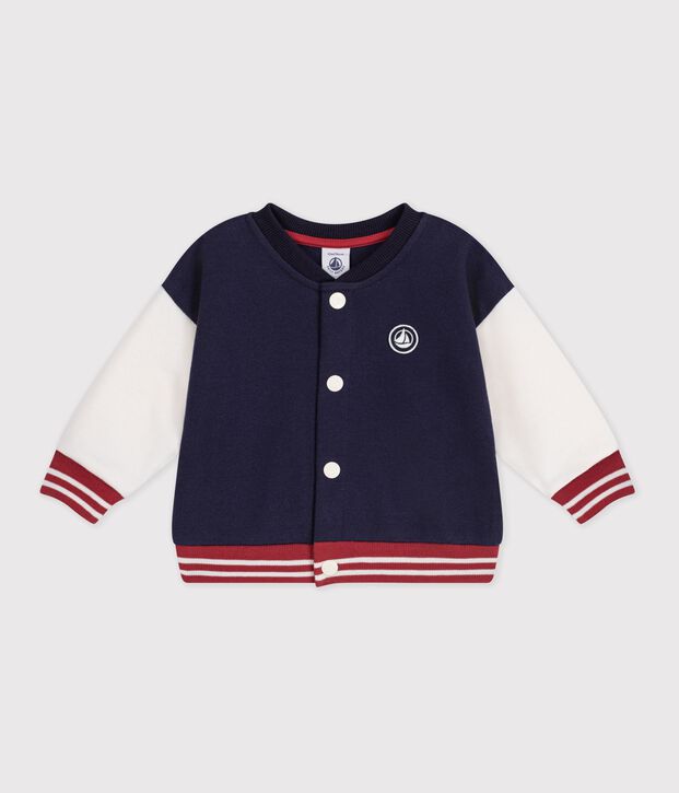 Teddy b&eacute;b&eacute; en coton bicolore bleu/&eacute;cru