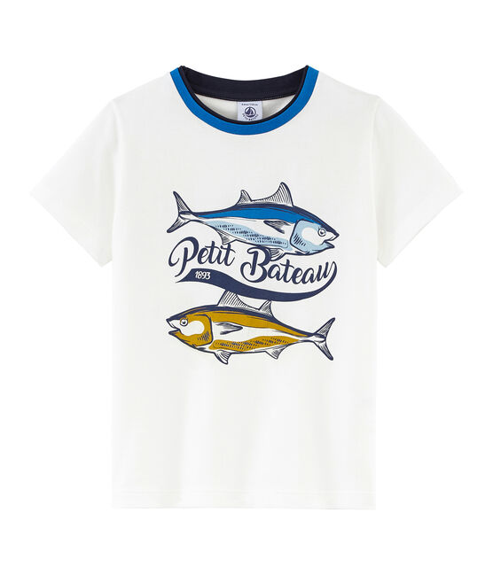 Tee-shirt à manches courtes enfant garçon blanc MARSHMALLOW