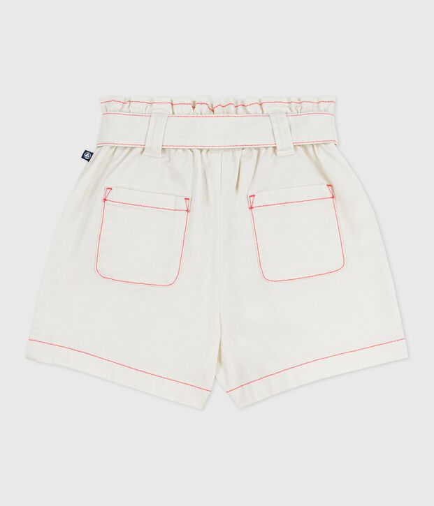 Short enfant en coton uni blanc