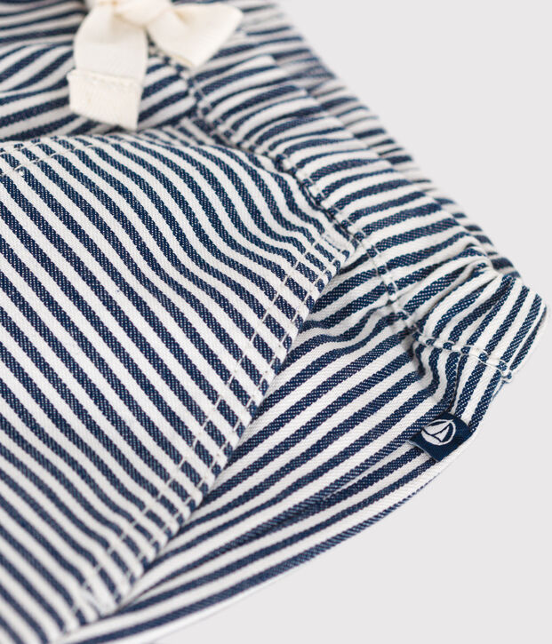 Pantalon en toile b&eacute;b&eacute; bleu/blanc