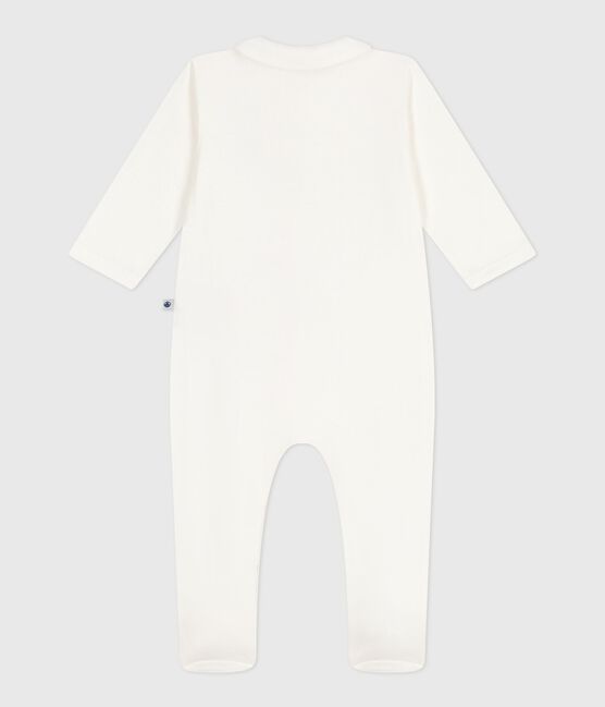 Pyjama bébé en tubique à col uni blanc MARSHMALLOW