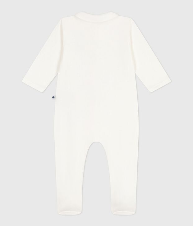 Pyjama b&eacute;b&eacute; en tubique &agrave; col uni blanc