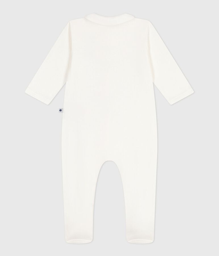 Pyjama b&eacute;b&eacute; en tubique &agrave; col uni blanc MARSHMALLOW