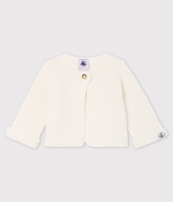 Cardigan en tricot de coton biologique bébé blanc MARSHMALLOW