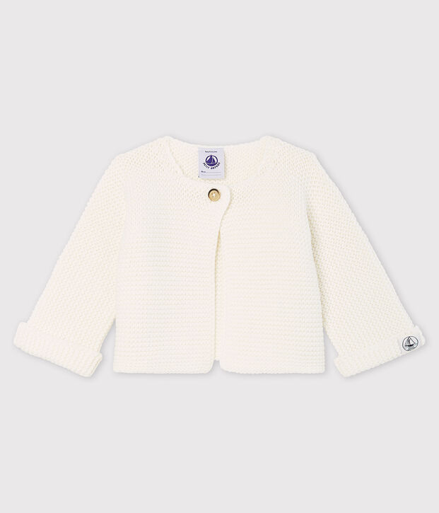Cardigan en tricot de coton biologique b&eacute;b&eacute; blanc