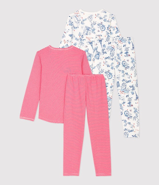 Lot de 2 pyjamas en milleraies et imprimé Paris petite fille en coton variante 1