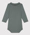 Body manches longues col en coton bébé vert THUYA