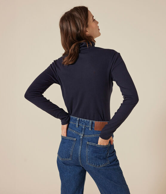 Tee-shirt l'Iconique Col roulé en coton femme bleu SMOKING
