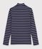 Sous-pull femme en coton &agrave; rayures bleu/blanc