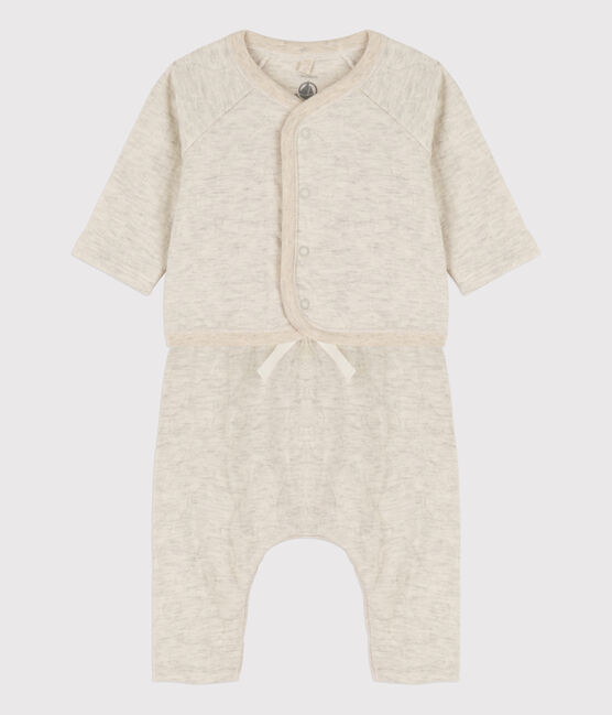 Ensemble 2 pièces bébé matelassé en coton beige MONTELIMAR CHINE