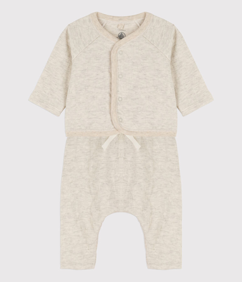 Ensemble 2 pi&egrave;ces b&eacute;b&eacute; matelass&eacute; en coton beige MONTELIMAR CHINE