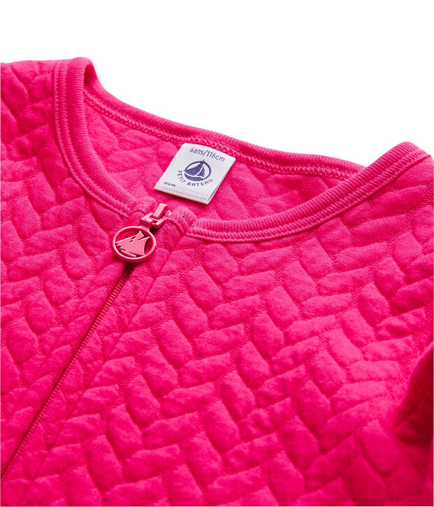 Cardigan fille en tubique matelass&eacute; rose Flashy
