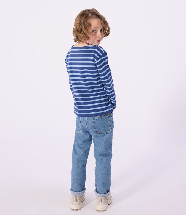 Marini&egrave;re enfant en coton &agrave; rayures bleu/bleu
