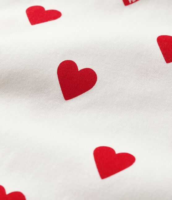 Chemise de nuit cœur fille en coton blanc MARSHMALLOW/rouge TERKUIT