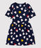 Robe manches courtes en tubique enfant fille bleu SMOKING/blanc MULTICO