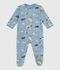 Pyjama b&eacute;b&eacute; en molleton gratt&eacute; ouverture au dos imprim&eacute; bleu/blanc