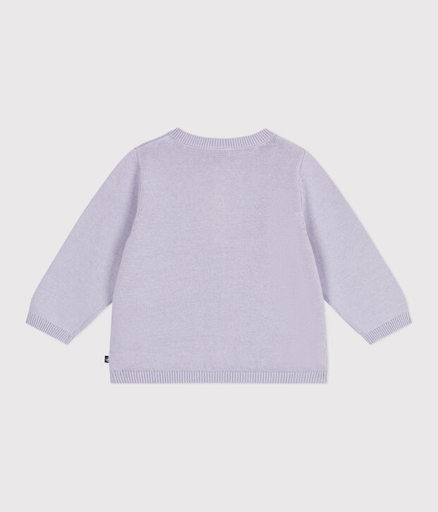Cardigan b&eacute;b&eacute; en tricot de coton uni violet clair