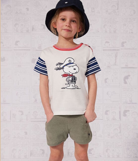 Tee-shirt manches courtes en coton enfant fille / garçon blanc MARSHMALLOW/blanc MULTICO