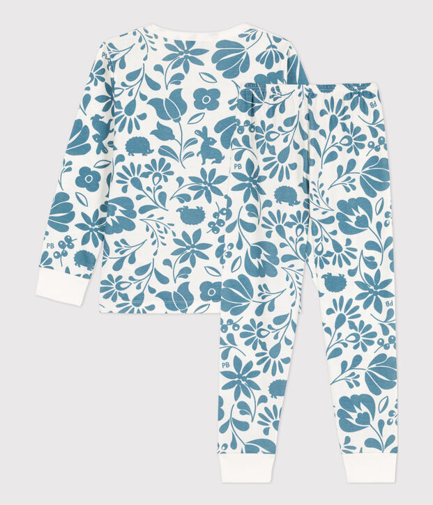 Pyjama en coton enfant blanc/bleu