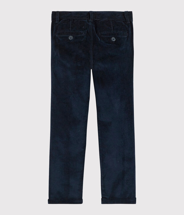 Pantalon en velours enfant gar&ccedil;on bleu marine