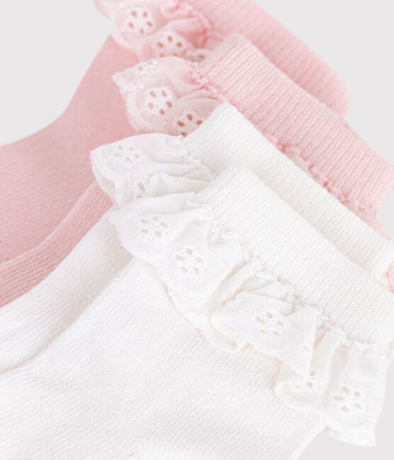 2 paires de chaussettes bébé en coton avec volants variante 1