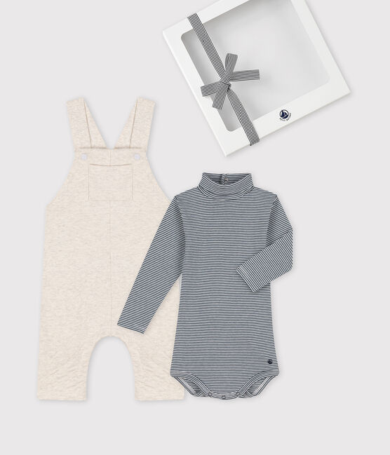Ensemble cadeau bébé : salopette et body col roulé variante 1