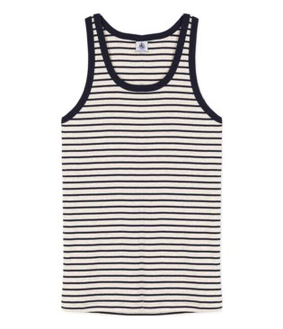 Débardeur L'ICONIQUE en coton Femme beige MONTELIMAR/bleu SMOKING