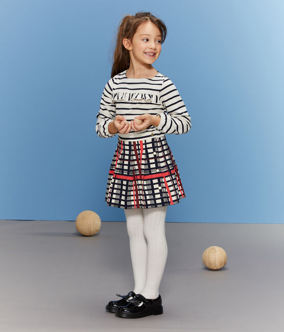 Jupe plissée à carreaux enfant fille blanc MARSHMALLOW/blanc MULTICO