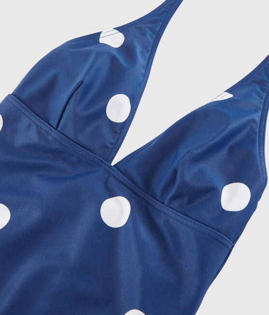 Maillot de bain 1 pièce recyclé Femme bleu SURF/blanc MARSHMALLOW
