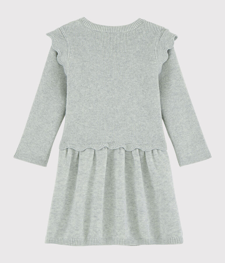 Robe b&eacute;b&eacute; fille en laine et coton gris