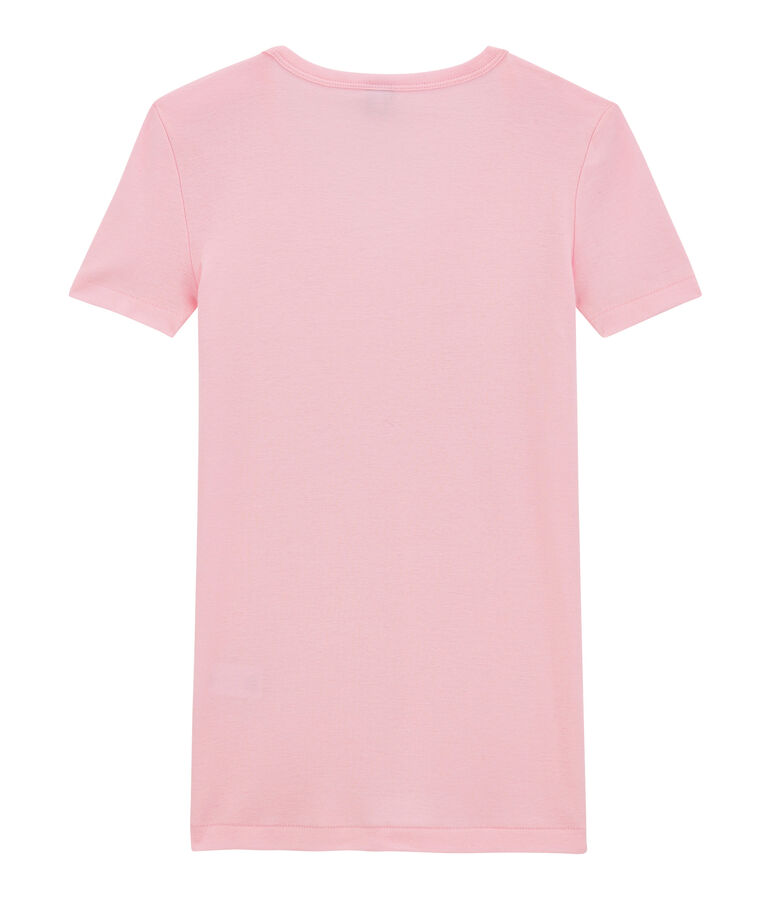 T-shirt femme col V en c&ocirc;te originale rose BABYLONE