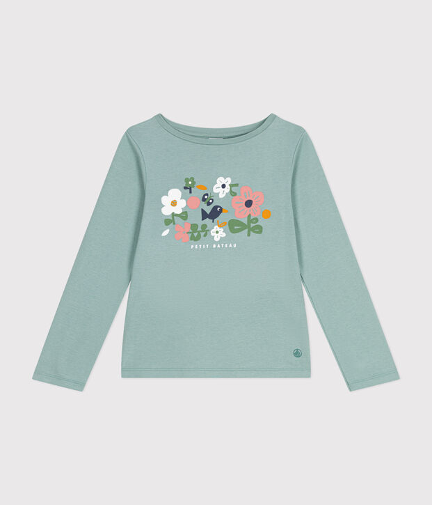 Tee-shirt manches longues en c&ocirc;te enfant fille vert