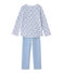Pyjama fille en tubique réversible blanc ECUME/bleu BLEU/ MULTICO