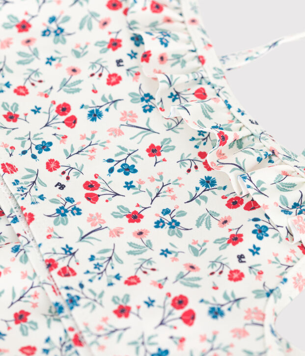 Maillot de bain deux pi&egrave;ces enfant fleuri blanc/multicouleur