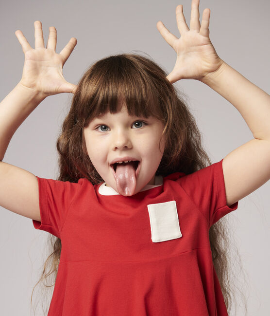Robe manches courtes en jersey enfant fille rouge TERKUIT