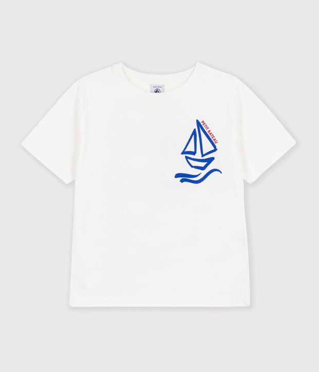 Tee-shirt enfant manches courtes imprim&eacute; blanc