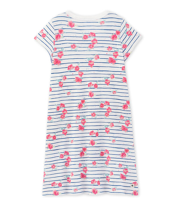 Chemise de nuit fille imprim&eacute;e blanc/bleu/multicouleur